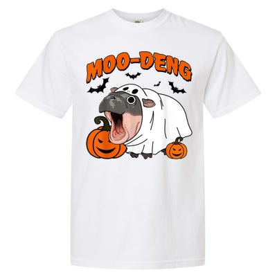 Funny Moo Deng Halloween Boo Ghost Costume Moodeng Lover Garment-Dyed Heavyweight T-Shirt