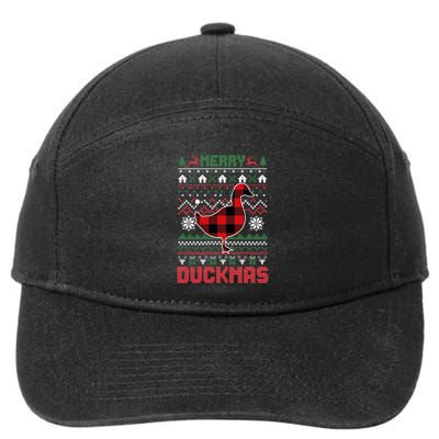 Funny Merry Ducktmas Ugly Christmas Duck Gift 7-Panel Snapback Hat