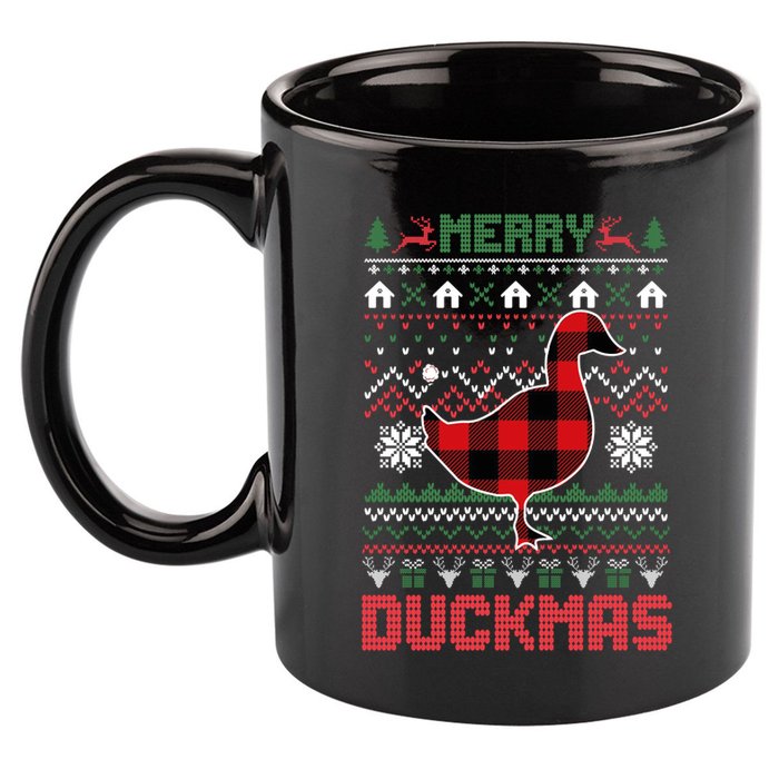 Funny Merry Ducktmas Ugly Christmas Duck Gift 11oz C Handle Ceramic Mug