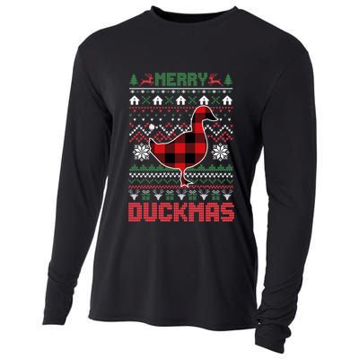 Funny Merry Ducktmas Ugly Christmas Duck Gift Cooling Performance Long Sleeve Crew