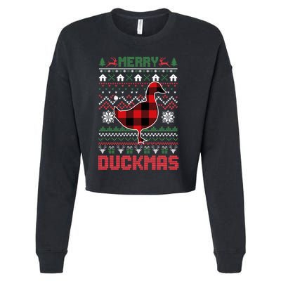 Funny Merry Ducktmas Ugly Christmas Duck Gift Cropped Pullover Crew