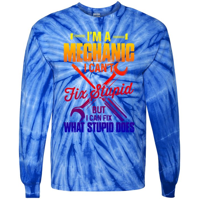 Funny Mechanic Dad Car Auto Diesel Automobile Garage Cool Gift Tie-Dye Long Sleeve Shirt