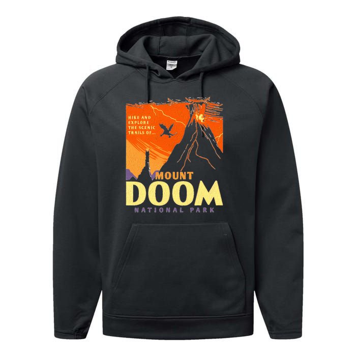 Funny Mount Doom National Park Classic Vintage Hiking Performance Fleece Hoodie