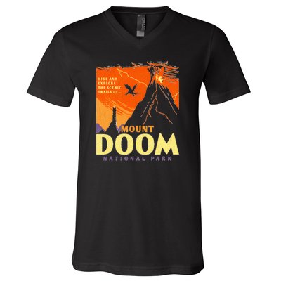 Funny Mount Doom National Park Classic Vintage Hiking V-Neck T-Shirt