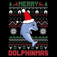Funny Merry Dolphintmas Ugly Christmas Sweater Dolphin Santa Gift Impact Tech Backpack