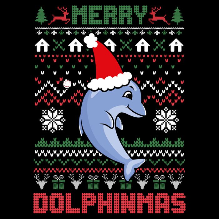 Funny Merry Dolphintmas Ugly Christmas Sweater Dolphin Santa Gift Impact Tech Backpack