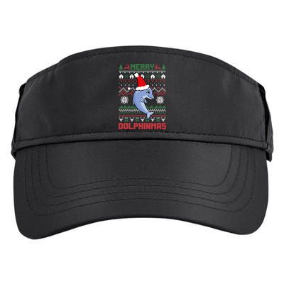 Funny Merry Dolphintmas Ugly Christmas Sweater Dolphin Santa Gift Adult Drive Performance Visor