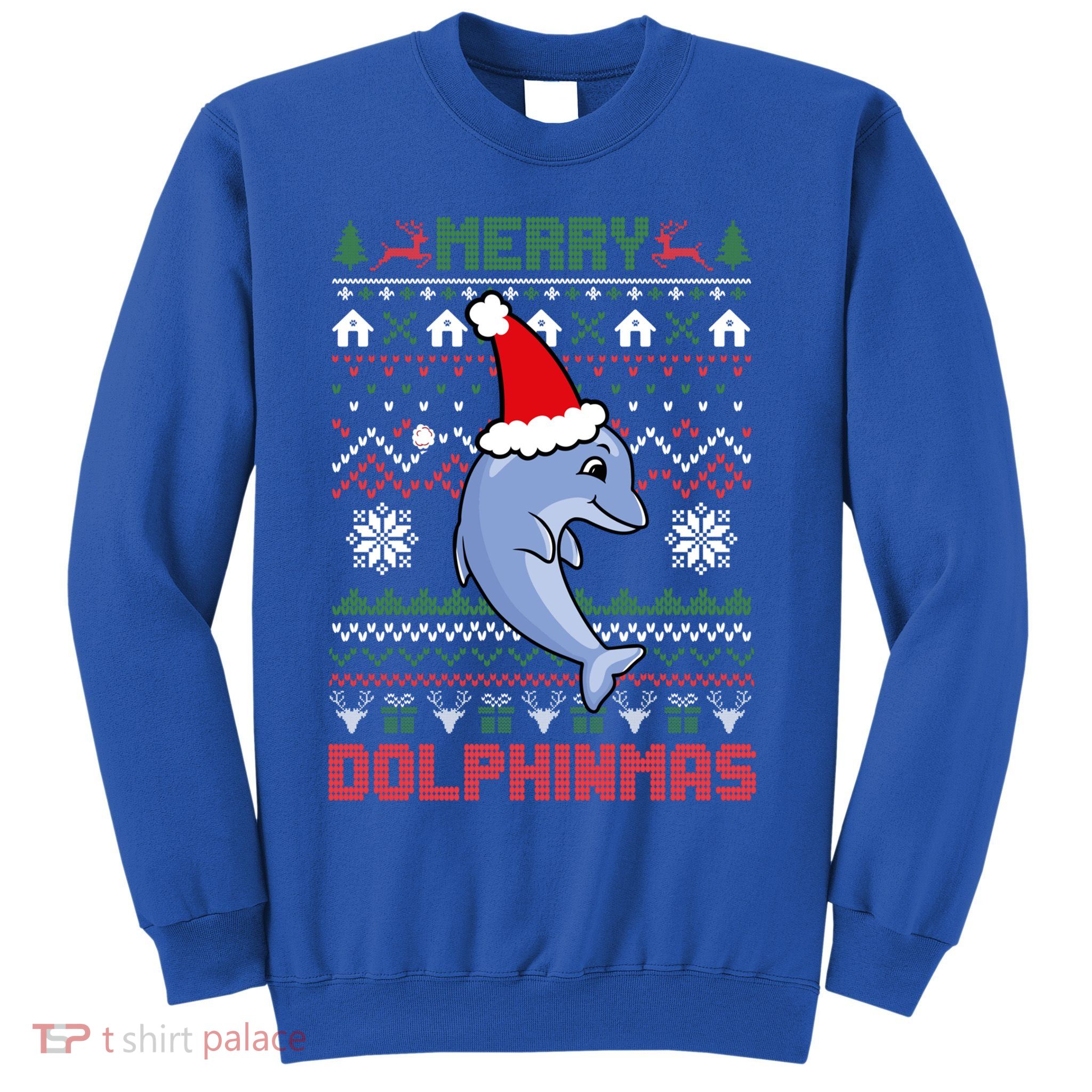 Funny Merry Dolphintmas Ugly Christmas Sweater Dolphin Santa Gift Sweatshirt