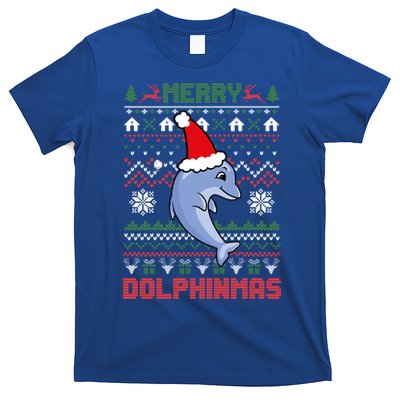 Funny Merry Dolphintmas Ugly Christmas Sweater Dolphin Santa Gift T-Shirt