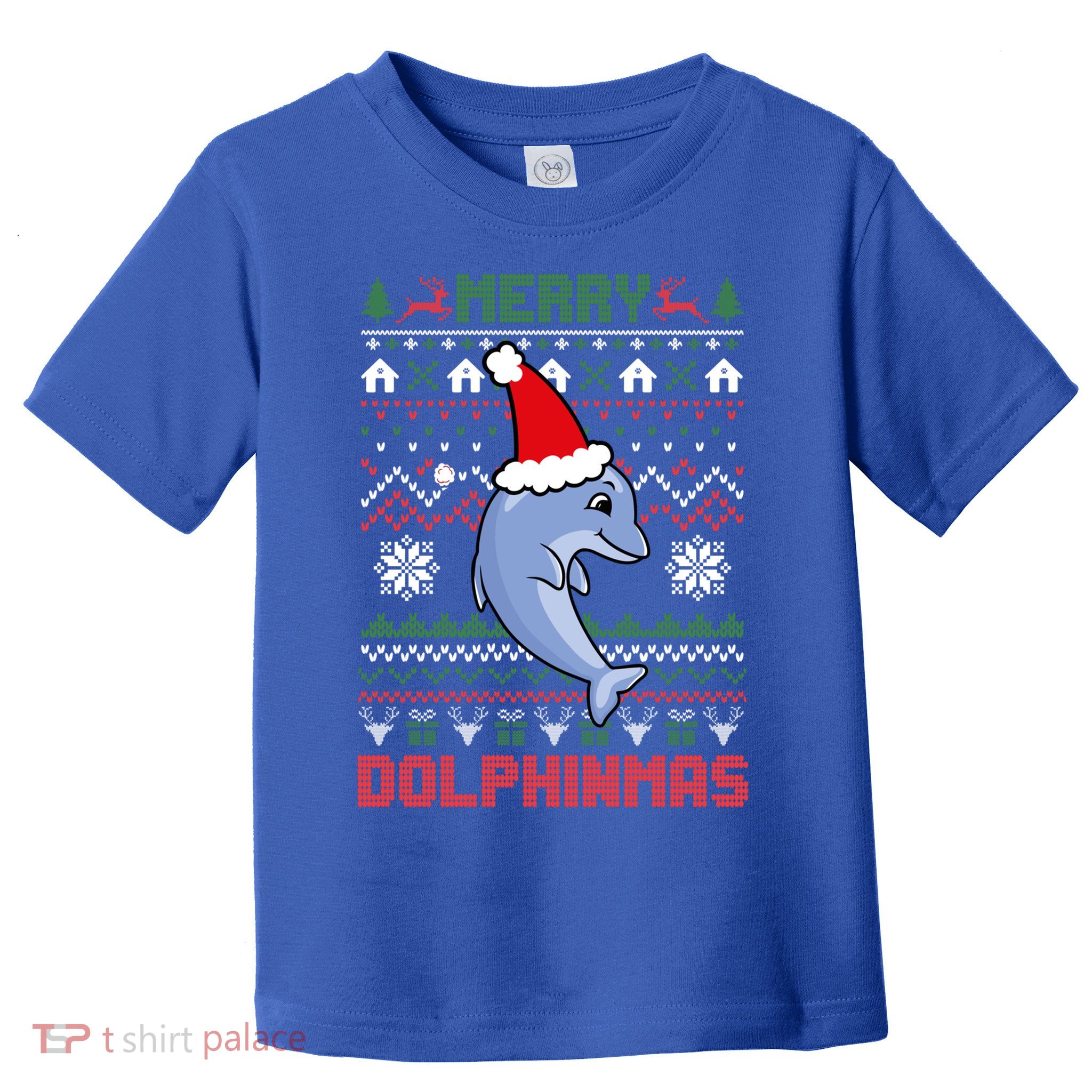 Funny Merry Dolphintmas Ugly Christmas Sweater Dolphin Santa Gift Toddler T-Shirt