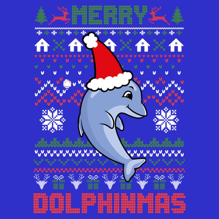 Funny Merry Dolphintmas Ugly Christmas Sweater Dolphin Santa Gift Zip Tote Bag