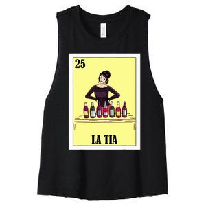 Funny Mexican Design For Aunt La Tia Women's Racerback Cropped Tank