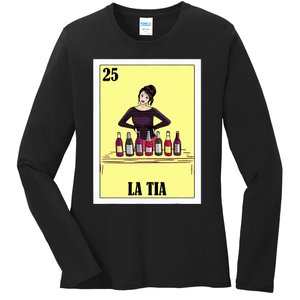 Funny Mexican Design For Aunt La Tia Ladies Long Sleeve Shirt