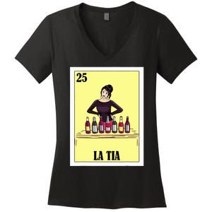 Funny Mexican Design For Aunt La Tia Women's V-Neck T-Shirt