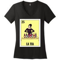 Funny Mexican Design For Aunt La Tia Women's V-Neck T-Shirt