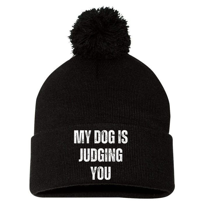 Funny My Dog Is Judging You Funny Dog Lover Pom Pom 12in Knit Beanie