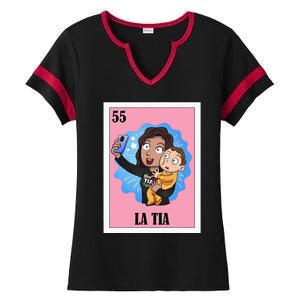 Funny Mexican Design For Aunt La Tia Ladies Halftime Notch Neck Tee