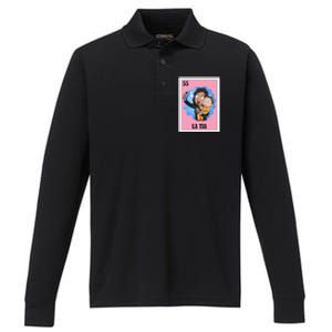 Funny Mexican Design For Aunt La Tia Performance Long Sleeve Polo