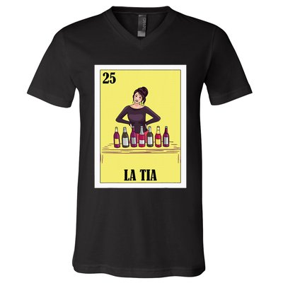 Funny Mexican Design For Aunt La Tia V-Neck T-Shirt