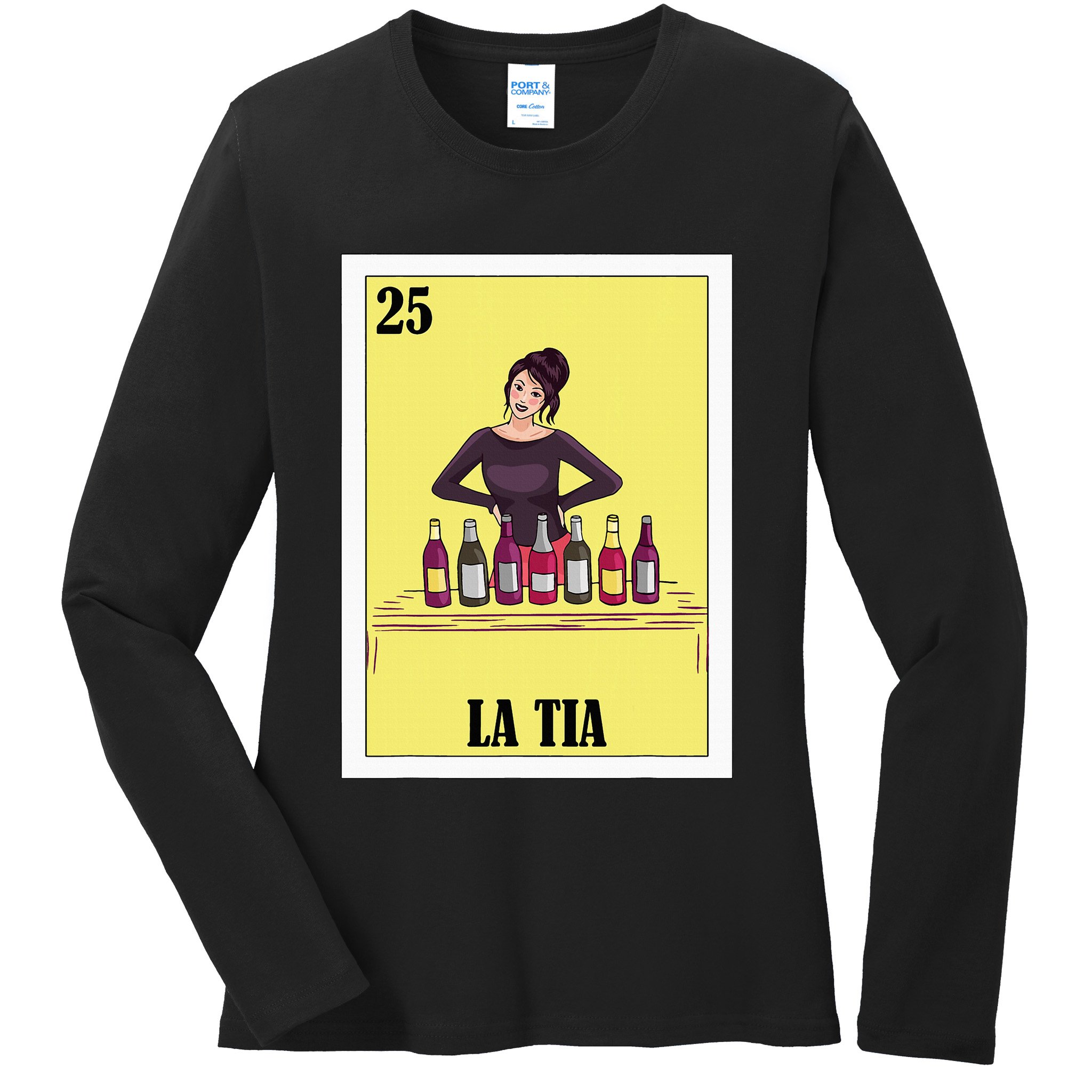Funny Mexican Design For Aunt La Tia Ladies Long Sleeve Shirt