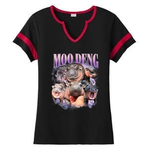 Funny Moo Deng Baby Pygmy Hippo Cute Zoo For Family Ladies Halftime Notch Neck Tee