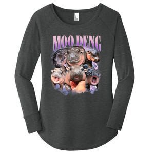 Funny Moo Deng Baby Pygmy Hippo Cute Zoo For Family Women's Perfect Tri Tunic Long Sleeve Shirt