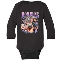 Funny Moo Deng Baby Pygmy Hippo Cute Zoo For Family Baby Long Sleeve Bodysuit