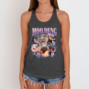 Funny Moo Deng Baby Pygmy Hippo Cute Zoo For Family Women's Knotted Racerback Tank