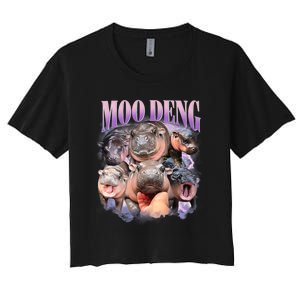 Funny Moo Deng Baby Pygmy Hippo Cute Zoo For Family Women's Crop Top Tee