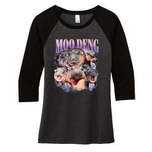 Funny Moo Deng Baby Pygmy Hippo Cute Zoo For Family Women's Tri-Blend 3/4-Sleeve Raglan Shirt