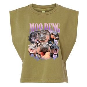 Funny Moo Deng Baby Pygmy Hippo Cute Zoo For Family Garment-Dyed Women's Muscle Tee