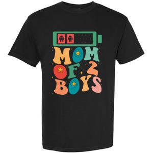 Funny Mothers Day Mom of 2Boys Outfit From Son Groovy Garment-Dyed Heavyweight T-Shirt