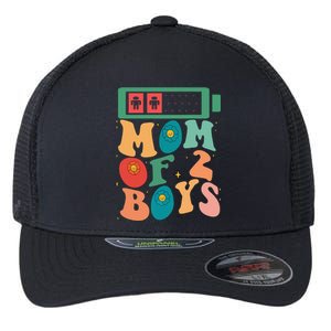 Funny Mothers Day Mom of 2Boys Outfit From Son Groovy Flexfit Unipanel Trucker Cap