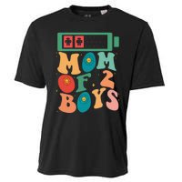 Funny Mothers Day Mom of 2Boys Outfit From Son Groovy Cooling Performance Crew T-Shirt