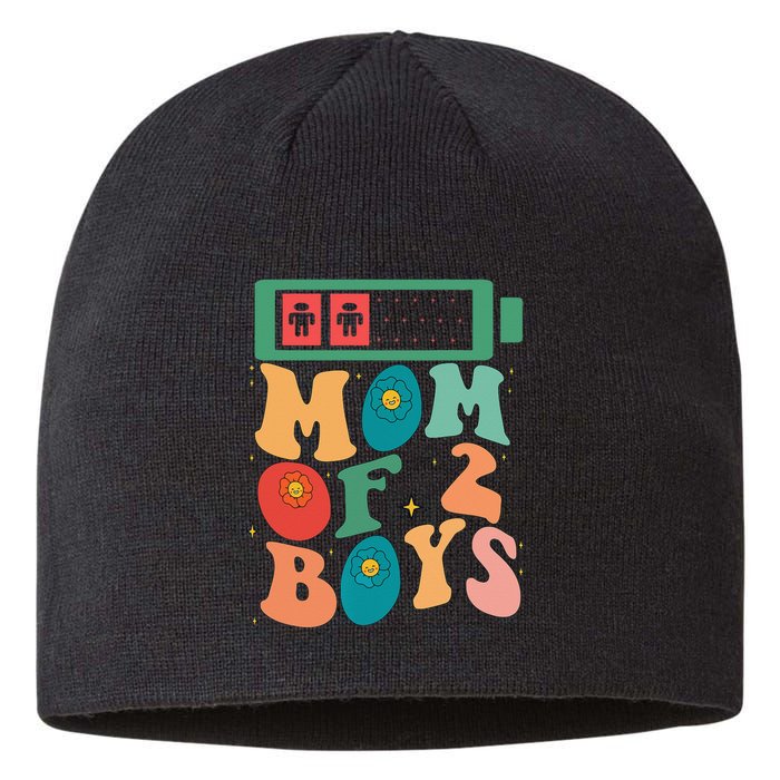 Funny Mothers Day Mom of 2Boys Outfit From Son Groovy Sustainable Beanie