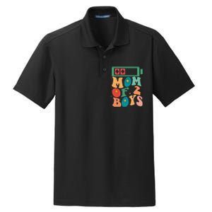 Funny Mothers Day Mom of 2Boys Outfit From Son Groovy Dry Zone Grid Polo