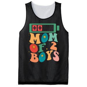 Funny Mothers Day Mom of 2Boys Outfit From Son Groovy Mesh Reversible Basketball Jersey Tank