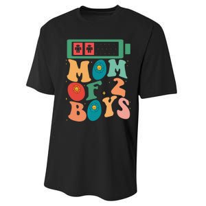 Funny Mothers Day Mom of 2Boys Outfit From Son Groovy Performance Sprint T-Shirt