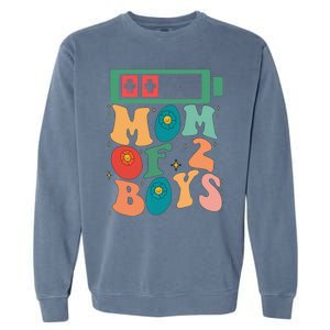 Funny Mothers Day Mom of 2Boys Outfit From Son Groovy Garment-Dyed Sweatshirt