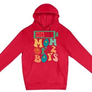 Funny Mothers Day Mom of 2Boys Outfit From Son Groovy Premium Pullover Hoodie