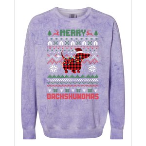 Funny Merry Dachshundmas Ugly Christmas Dachshund Colorblast Crewneck Sweatshirt