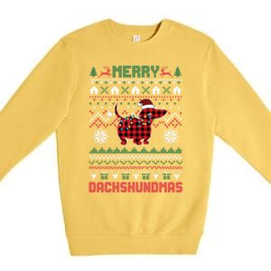 Funny Merry Dachshundmas Ugly Christmas Dachshund Premium Crewneck Sweatshirt