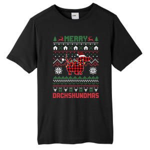 Funny Merry Dachshundmas Ugly Christmas Dachshund Tall Fusion ChromaSoft Performance T-Shirt