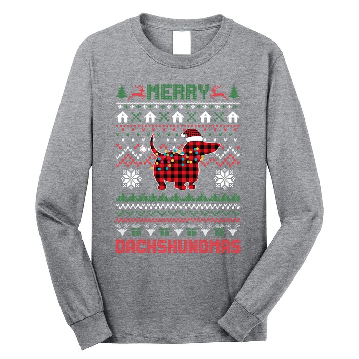 Funny Merry Dachshundmas Ugly Christmas Dachshund Long Sleeve Shirt