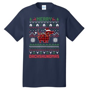 Funny Merry Dachshundmas Ugly Christmas Dachshund Tall T-Shirt