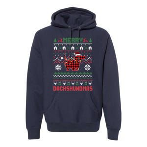 Funny Merry Dachshundmas Ugly Christmas Dachshund Premium Hoodie