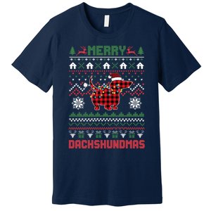 Funny Merry Dachshundmas Ugly Christmas Dachshund Premium T-Shirt