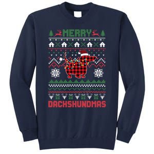 Funny Merry Dachshundmas Ugly Christmas Dachshund Tall Sweatshirt