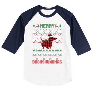 Funny Merry Dachshundmas Ugly Christmas Dachshund Baseball Sleeve Shirt