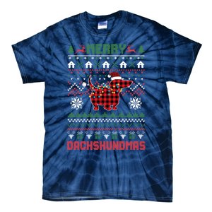 Funny Merry Dachshundmas Ugly Christmas Dachshund Tie-Dye T-Shirt